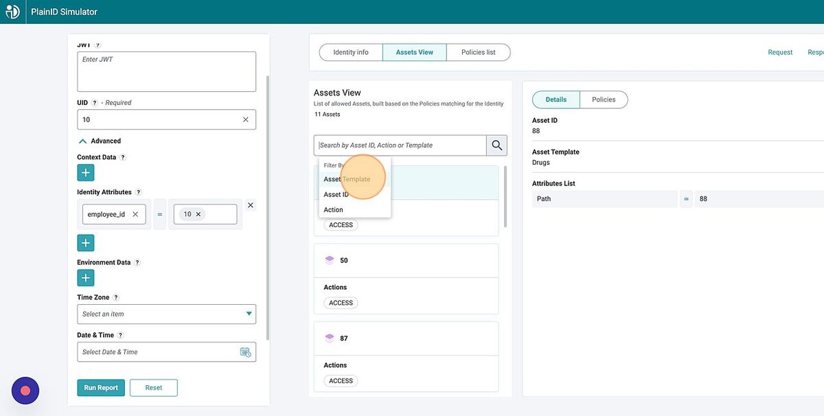 Full PlainID Policy Simulator interface
